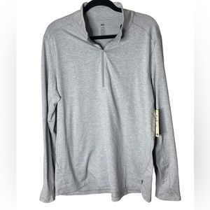 NWT Men’sREI CO-OP Mid-weight Base Layer 1/2 Half Zip Pullover Top Light Gray XL